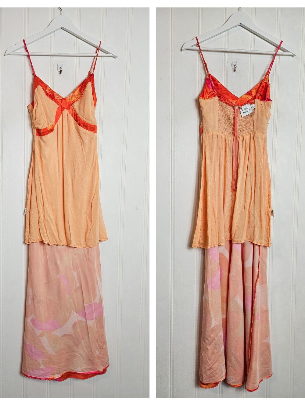 Hello Molly Red Satin Midi Dress Coquette Fairycore Romantic Slip Size 4 - Picture 12 of 15